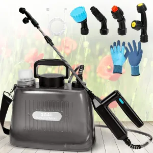 Battery Powered Sprayer 2 Gallons, Upgrade Electric Garden Sprayer with 4 Mist Nozzles,USB Rechargeable Handle,32in Telescopic Wand,1 Glove,Portable Garden Sprayer for Yard Lawn Garden