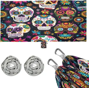 Beautiful Sugar Skull Camping Hammock, 330 lbs with 2 Tree Straps, Carry Bag, Single Portable Hammock for Outdoor/Indoor, Hiking, Beach, Backpacking, Travel