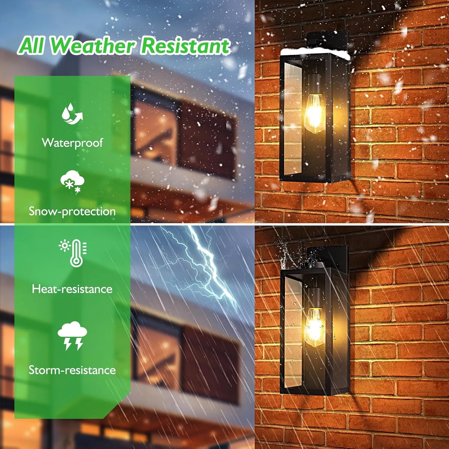 BesLowe 15.25” Large Size Outdoor Wall Light Fixture, Exterior Lighting Fixture Porch Sconce Wall Mounted, Waterproof Outdoor Wall Lantern, Outside Light for House Patio Front Door Entryway, Black