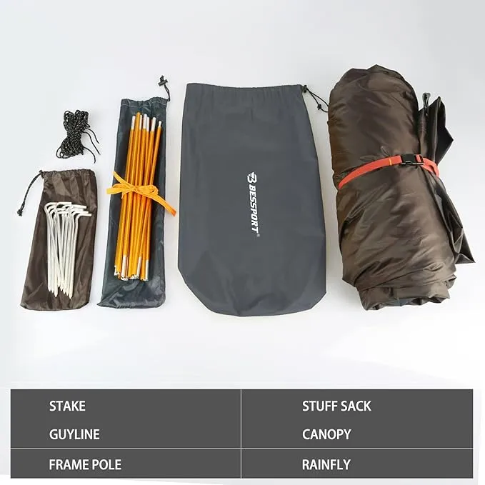 Bessport Camping Tent 1/2/3/4 Person Tent Waterproof Two Doors Backpacking Tent Easy Setup Lightweight for Outdoor, Hiking Mountaineering Travel
