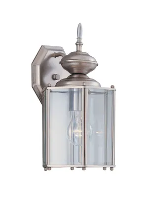 Beveled Glass Lantern One Light Wall Lantern in Pewter
