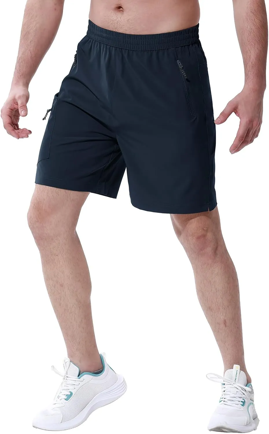 BGOWATU Men's Athletic Hiking Shorts Stretch Quick Dry Sports Gym Shorts with Zipper Pockets for Fishing Travel
