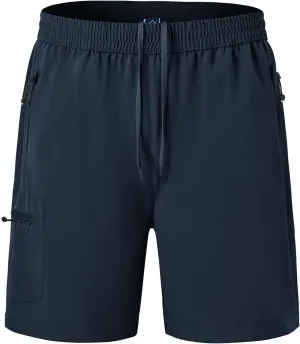 BGOWATU Men's Athletic Hiking Shorts Stretch Quick Dry Sports Gym Shorts with Zipper Pockets for Fishing Travel