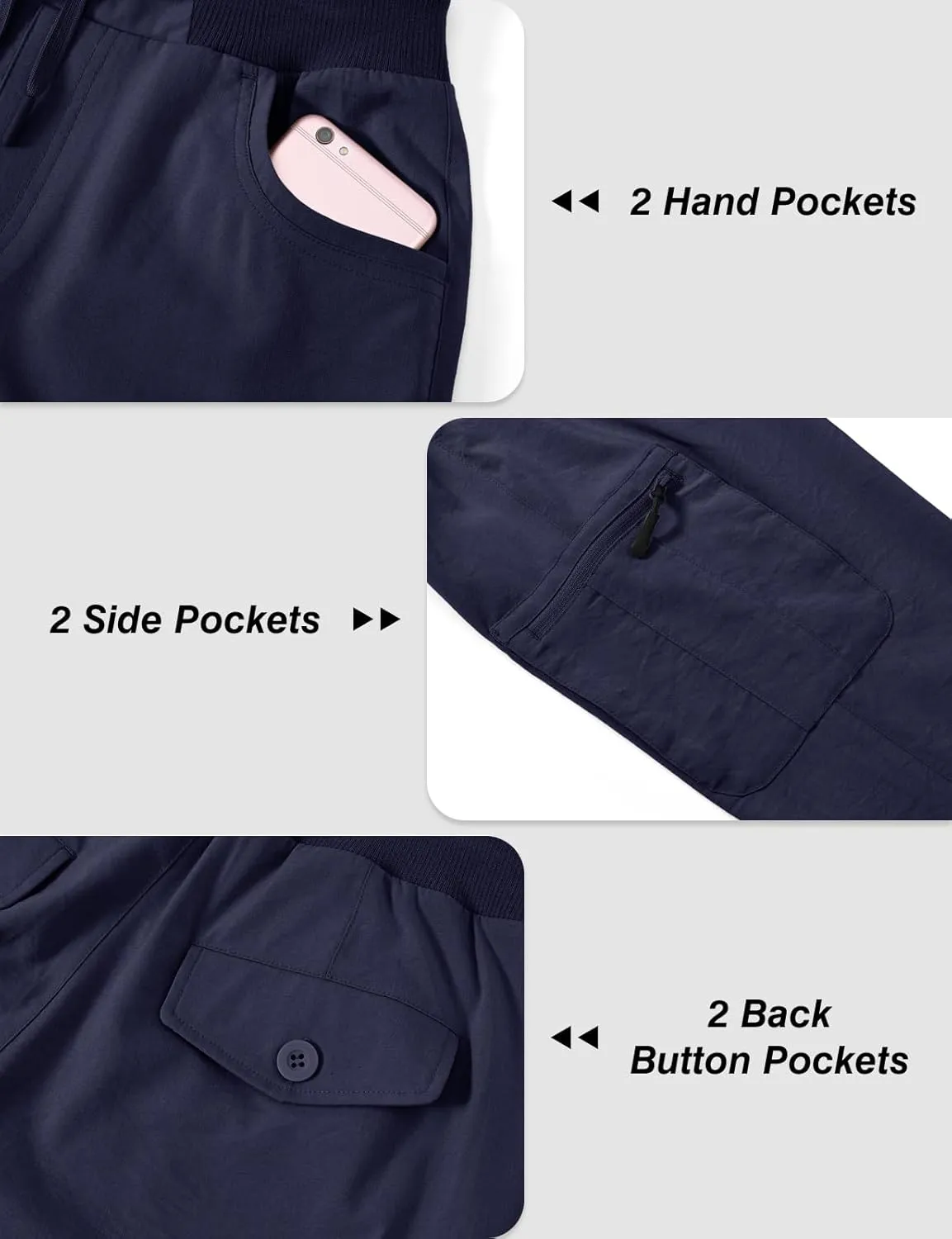 BGOWATU Women's Capris Lightweight Cargo Hiking Pants with 6 Pockets Quick Dry Summer Outdoor Casual Travel Roll Up Pants