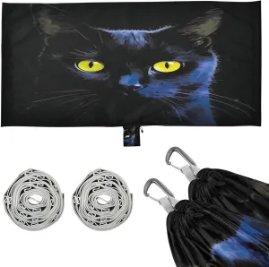Black Cat Camping Hammock, 330 lbs with 2 Tree Straps, Carry Bag, Single Portable Hammock for Outdoor/Indoor, Hiking, Beach, Backpacking, Travel