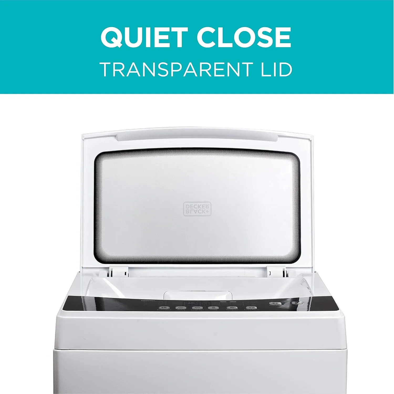 BLACK DECKER 3.0 Cu. Ft. Portable Washer, 26.5 lb. Capacity Washing Machine, 6 Cycles, Quick Connect Sink Adapter and Drain Hose Included, Transparent Lid & LED Display, BPW30MW, White