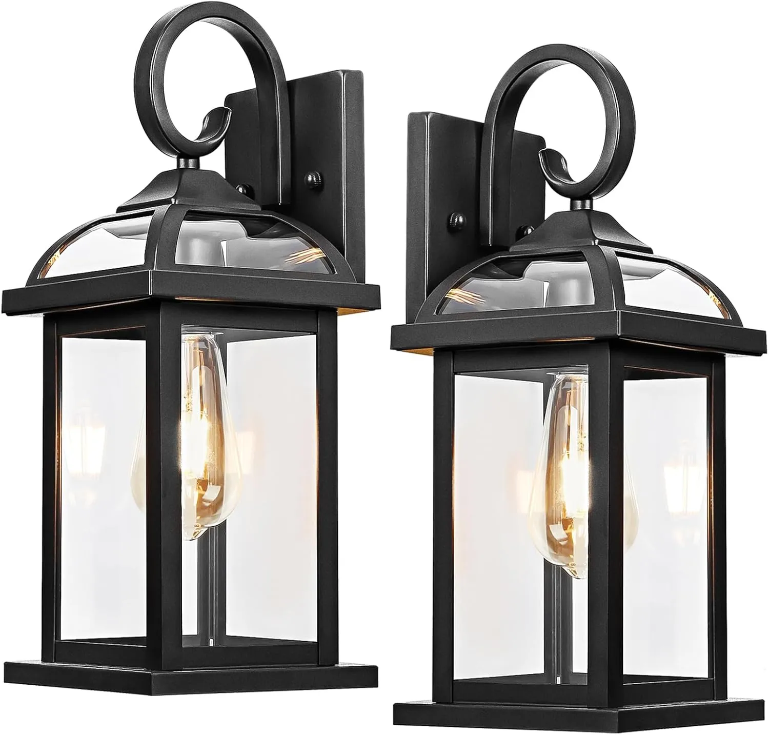 Black Exterior Light Fixtures 2-Pack, Anti-Rust Aluminum Outdoor Wall Lights for House Porch Lights IP65 Waterproof Clear Glass Outdoor Sconces Wall Mount Wall Lanterns, Matte Black
