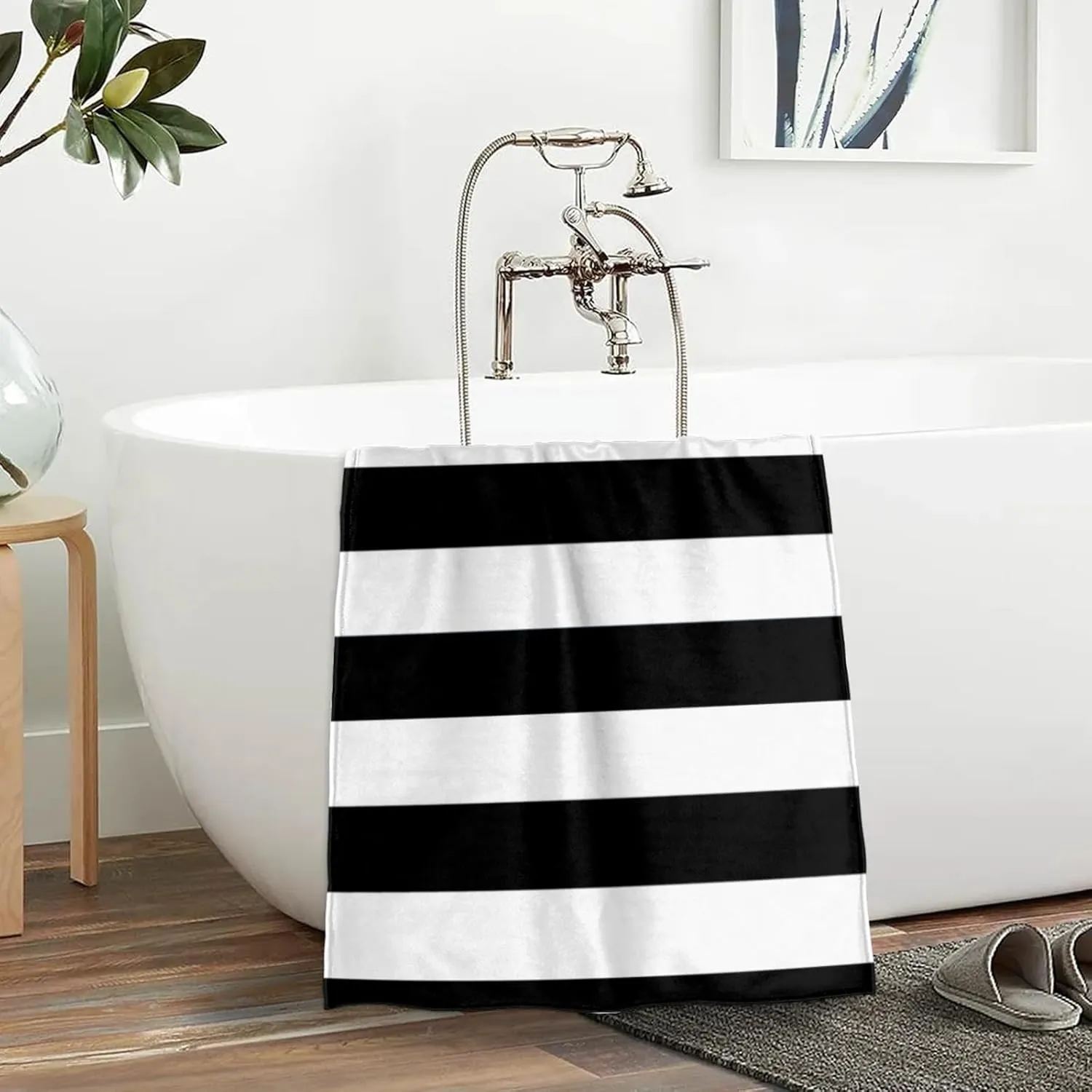 Black White Stripe Kids Beach Towels for Boys Girls Pool Swimming Towels Quick Dry Absorbent Microfiber Soft Blanket for Camping Travel Shower Towel