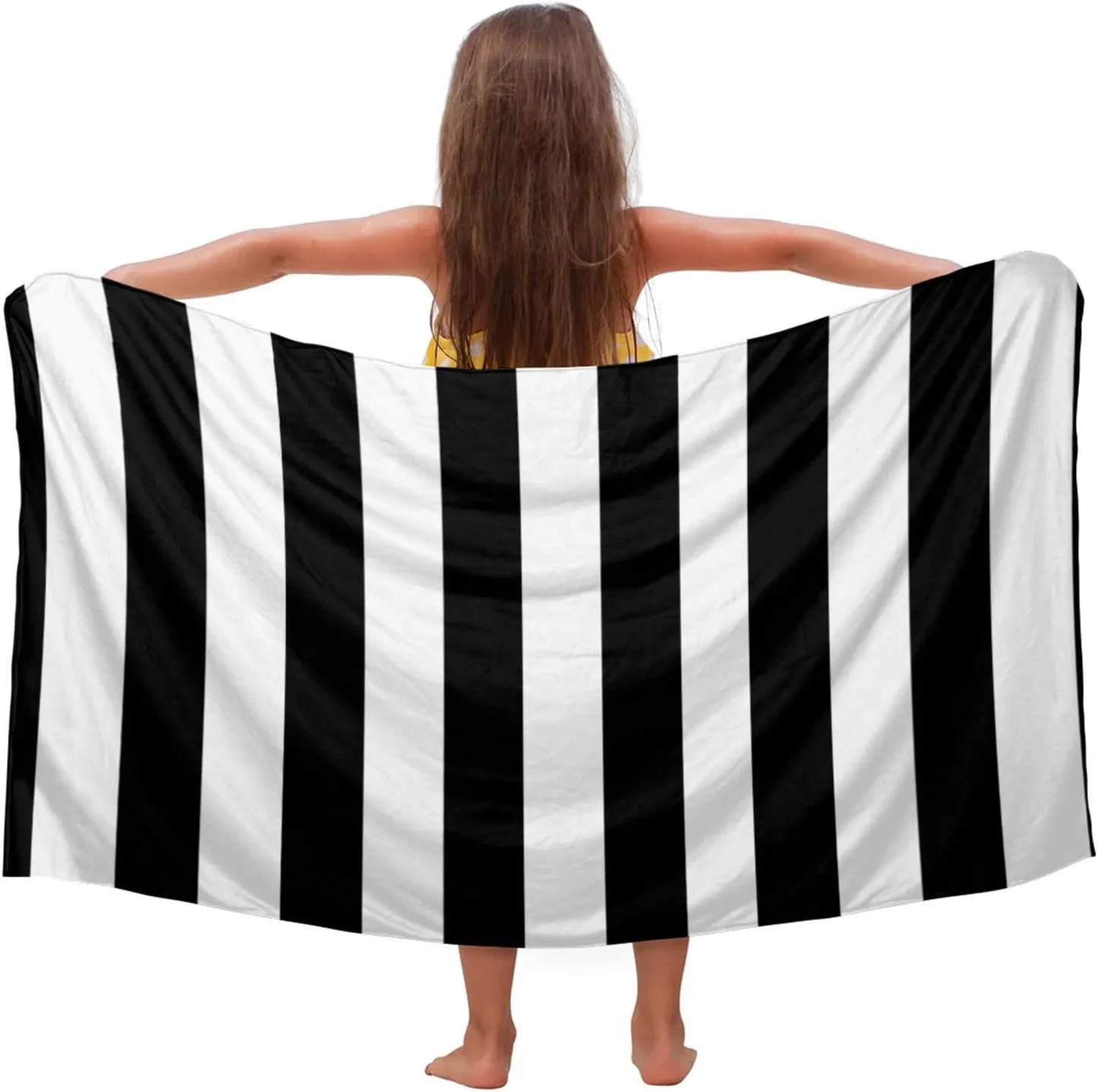 Black White Stripe Kids Beach Towels for Boys Girls Pool Swimming Towels Quick Dry Absorbent Microfiber Soft Blanket for Camping Travel Shower Towel