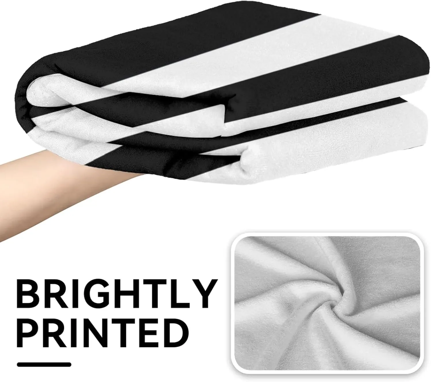 Black White Stripe Kids Beach Towels for Boys Girls Pool Swimming Towels Quick Dry Absorbent Microfiber Soft Blanket for Camping Travel Shower Towel