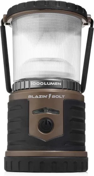Blazin Bolt Rugged USB Rechargeable Lantern | 1000 Lumen | 350 Hours of Light | Giant 12000mAh Power Bank | 6 Modes | Camping, Emergency, Power Outage, Storm, Blizzard, Hurricane Survival