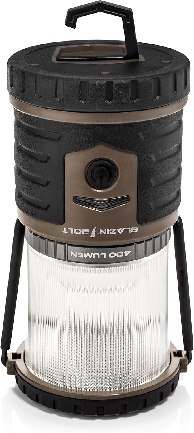 Blazin Bolt Rugged USB Rechargeable Lantern | 1000 Lumen | 350 Hours of Light | Giant 12000mAh Power Bank | 6 Modes | Camping, Emergency, Power Outage, Storm, Blizzard, Hurricane Survival