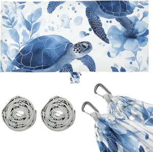 Blue Flower Turtle Hammocks with Hanging Rope Backyard Hammock for Patio Backyard Lounge Base