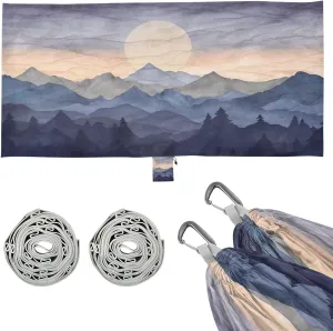Blue Marble Camping Hammock, Single Portable Hammocks with Tree Straps & Attached Carry Bag, 330Lbs Capacity Perfect for Outside Indoor Hiking Beach Backpack Travel