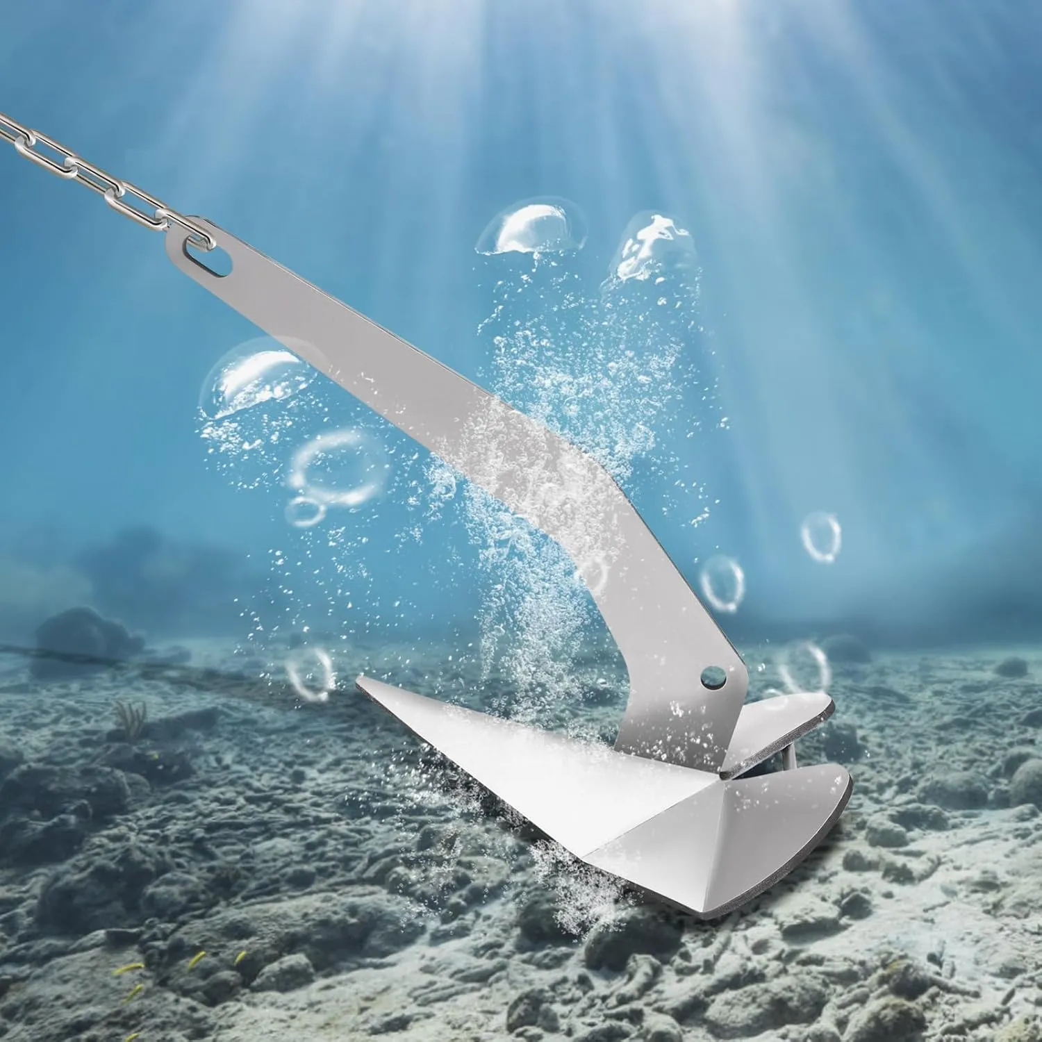 Boat Anchor, Silver Small Yacht Boat Anchor 10lbs / 14lbs / 18lbs /22lbs / 32lbs / 35lbs / 43lbs Marine Stainless Steel 316 Wing Style Anchor for Boats