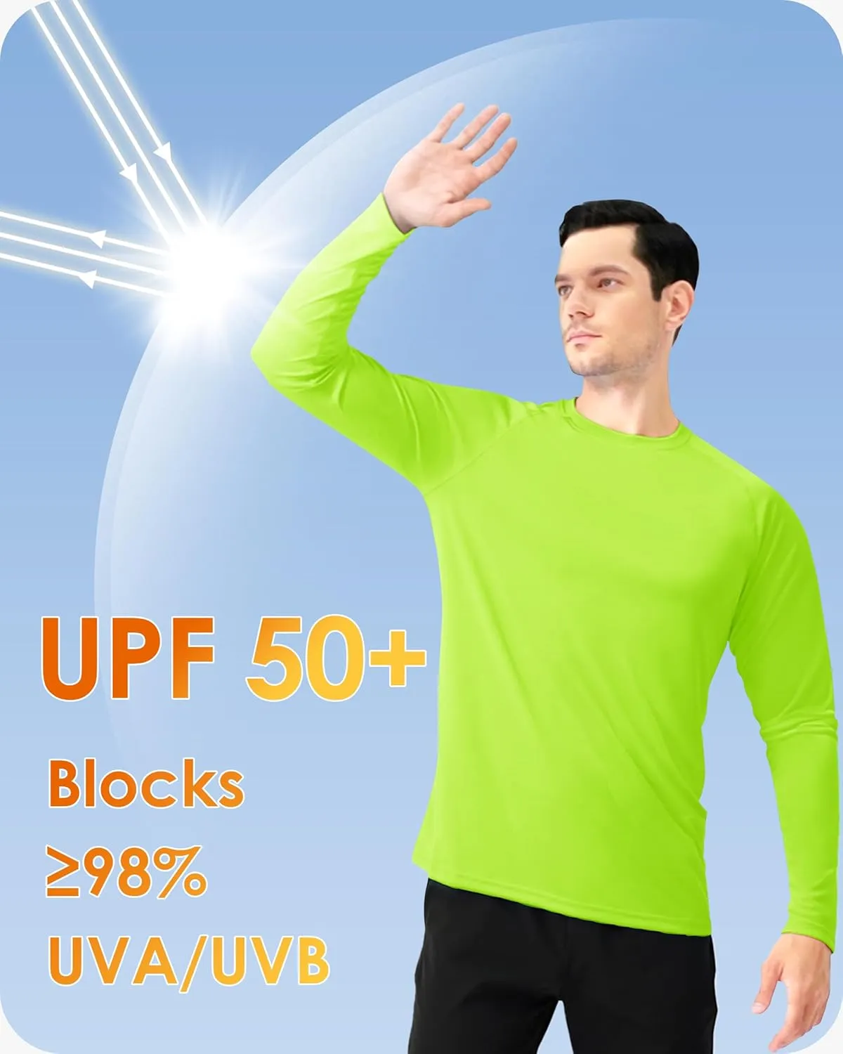 Boladeci Men's UPF 50  Sun Protection UV SPF Shirts Long Sleeve Lightweight Quick Dry Swim T-Shirts Rash Guard