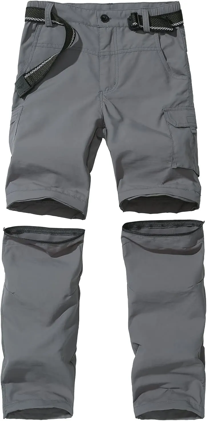 Boy’s Convertible Hiking Pants Lightweight Quick Dry Zip Off Pants for Kids Youth Outdoor UPF 50  Casual Cargo Trousers