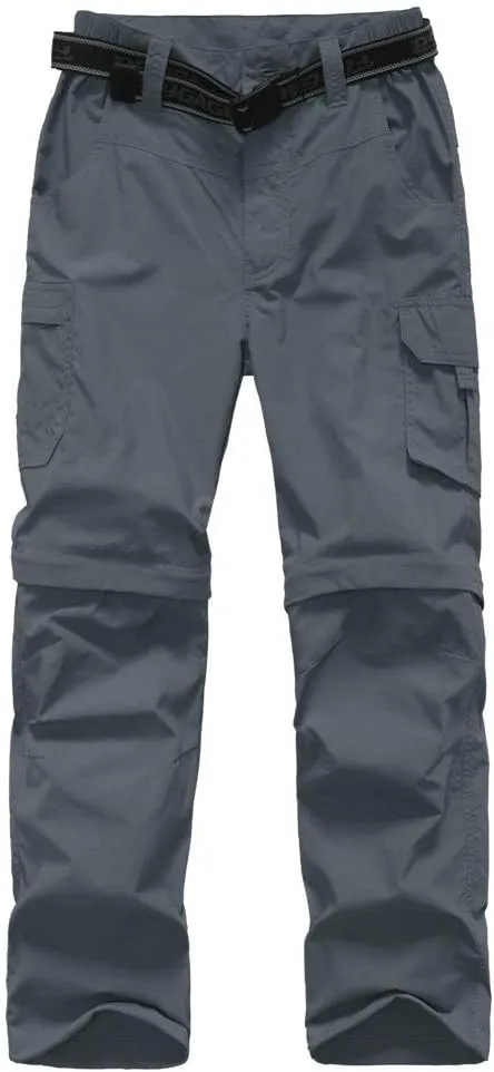 Boy’s Convertible Hiking Pants Lightweight Quick Dry Zip Off Pants for Kids Youth Outdoor UPF 50  Casual Cargo Trousers