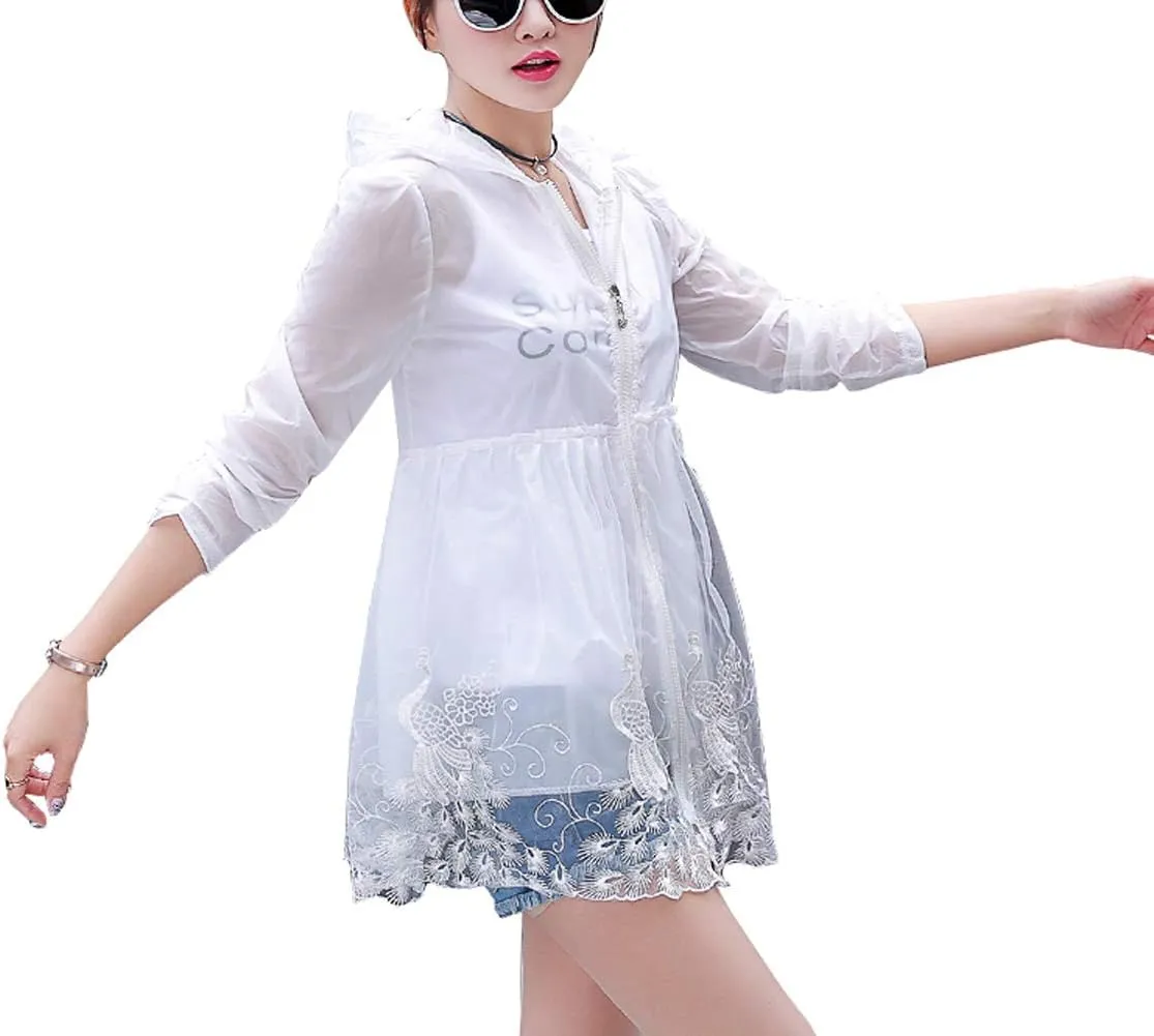 Breathable Long Hooded UV Sun Protection Jacket Sunscreen Thin Beach Coat