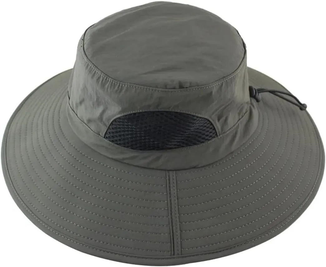 Breathable Summer Wide Brim Mesh Bucket Hat Packable Men Women Sun Hat Fishing Boonie Hat Adjustable Sun Cap