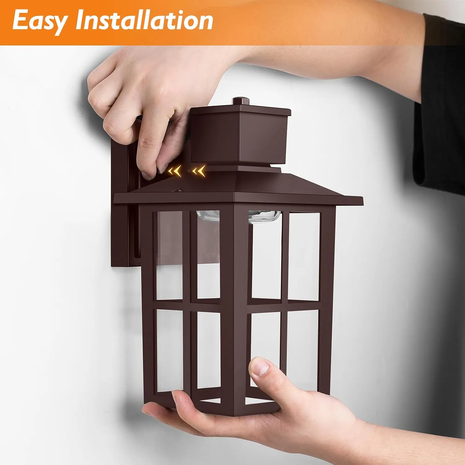 Brightever Outdoor Wall Light Fixture, LED Exterior Wall Lantern Waterproof, 10W 800LM High Brightness, 3000K/4000K/6500K Selectable Brown Patio Wall Lights for House 1 Pack