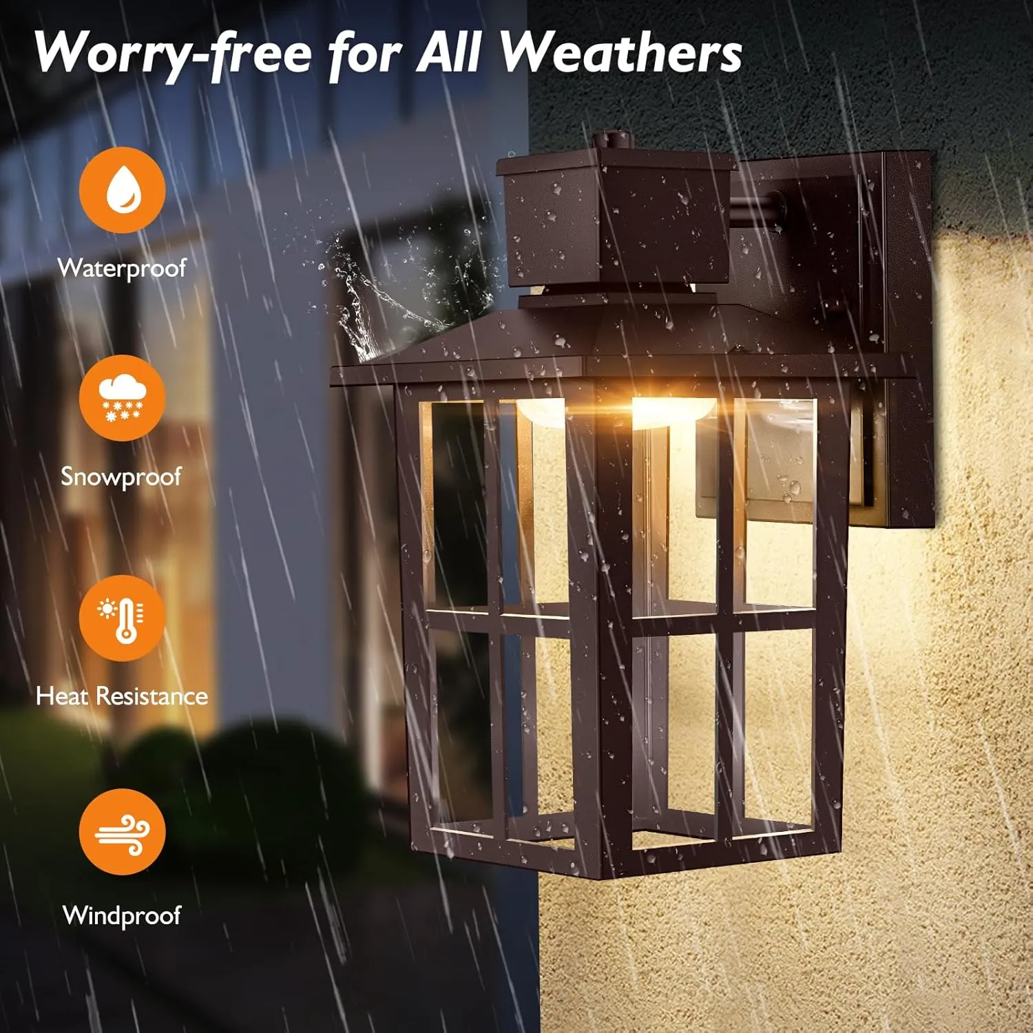 Brightever Outdoor Wall Light Fixture, LED Exterior Wall Lantern Waterproof, 10W 800LM High Brightness, 3000K/4000K/6500K Selectable Brown Patio Wall Lights for House 1 Pack
