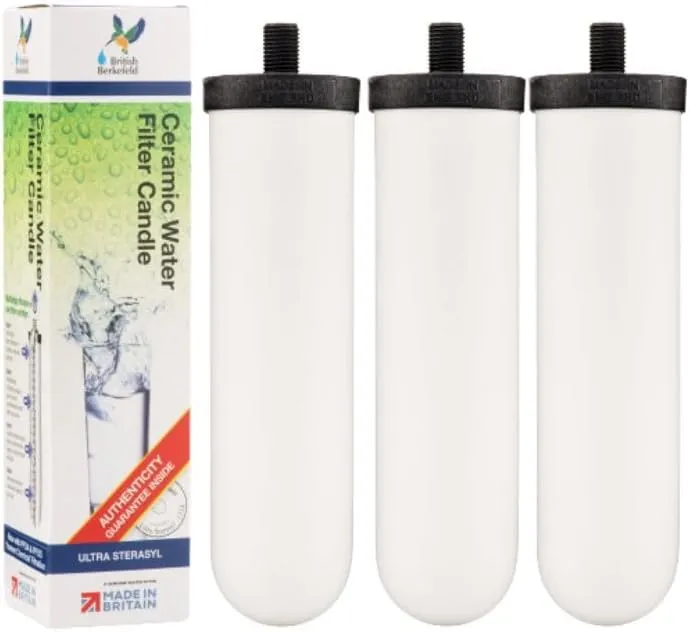 British Berkefeld Doulton Water Candle Compatible with Berkey Filter Replacement for BB9-2 Gravity Water Filter Systems 3 - Pack