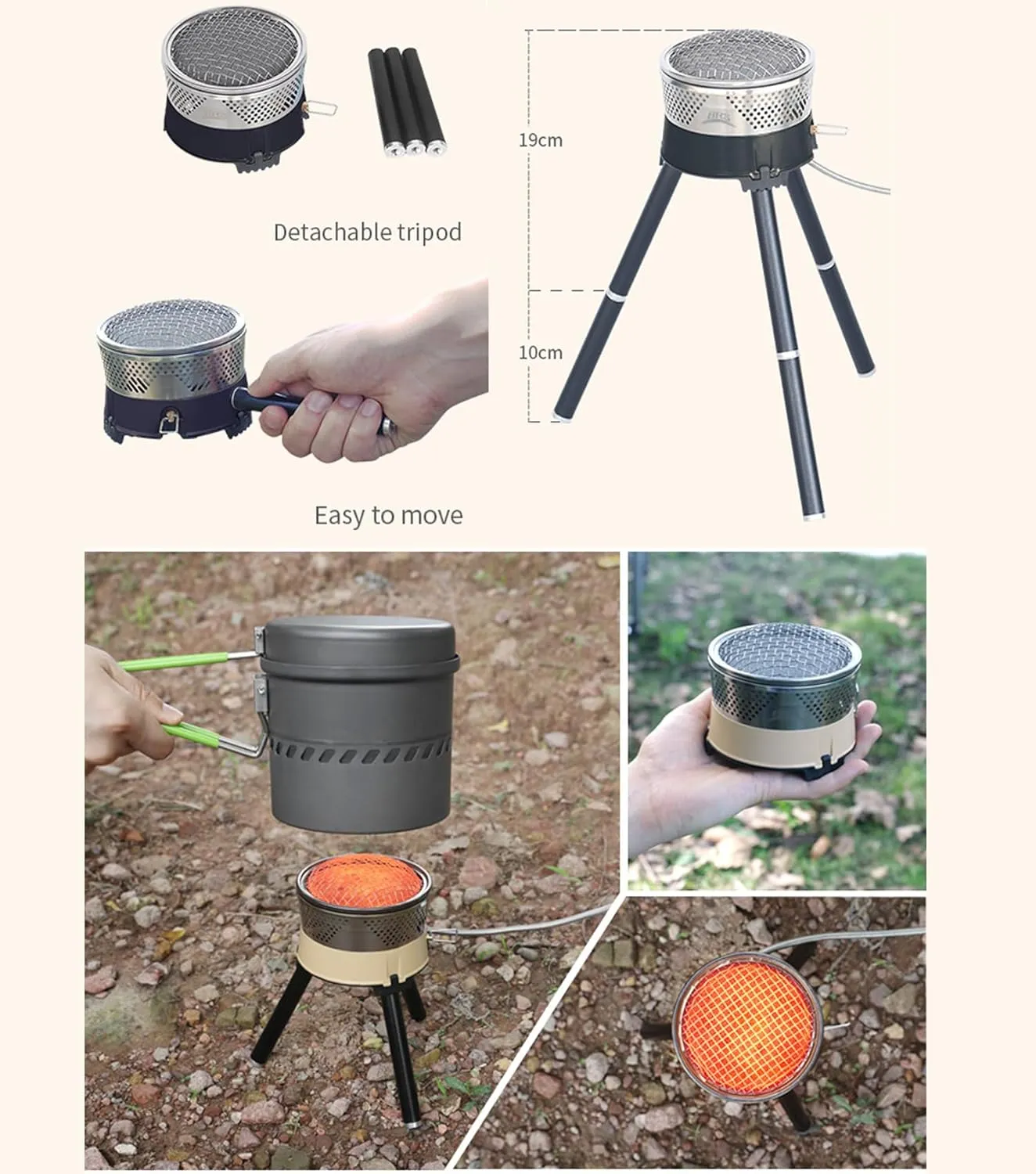 BRS-TS19 Reactor Camping Stove with 1.7L Heat Collecting Pot, 1900W, Windproof, Ideal for 2-3 Person Outdoor Meals