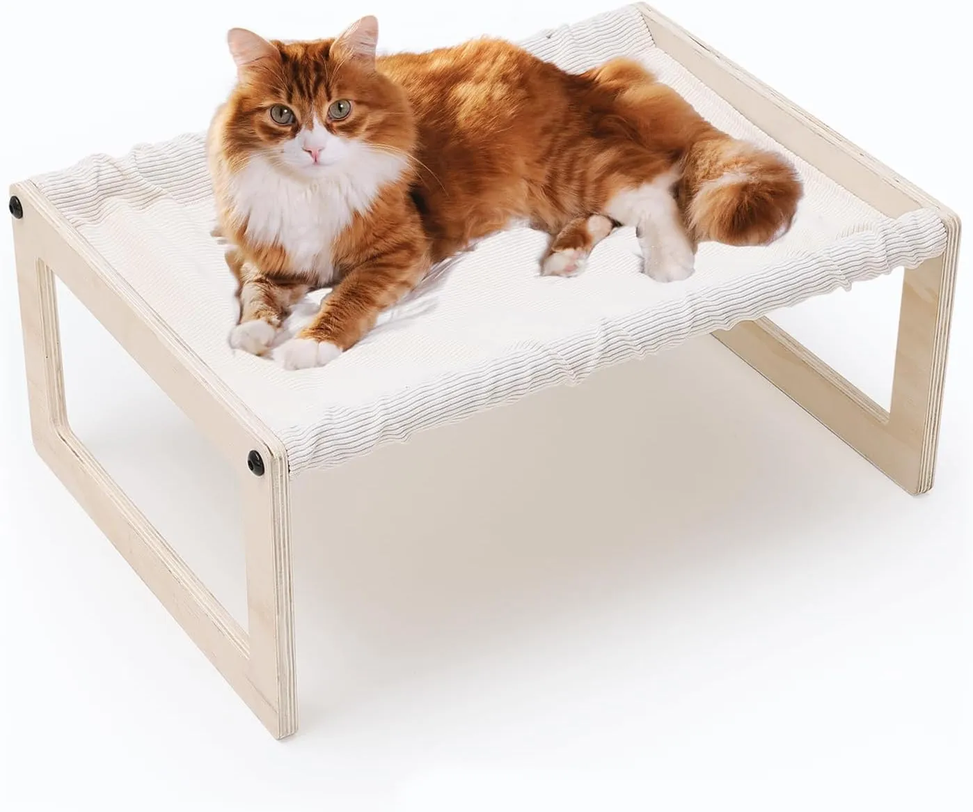 BsBsBest Cat Hammock, 22 X 16 Inch Elevated Wooden Pet Hammock Breathable Dog Bed Detachable Portable Indoor Outdoor Cat Beds for Kitty Puppy Bunny Rabbit Small Animal