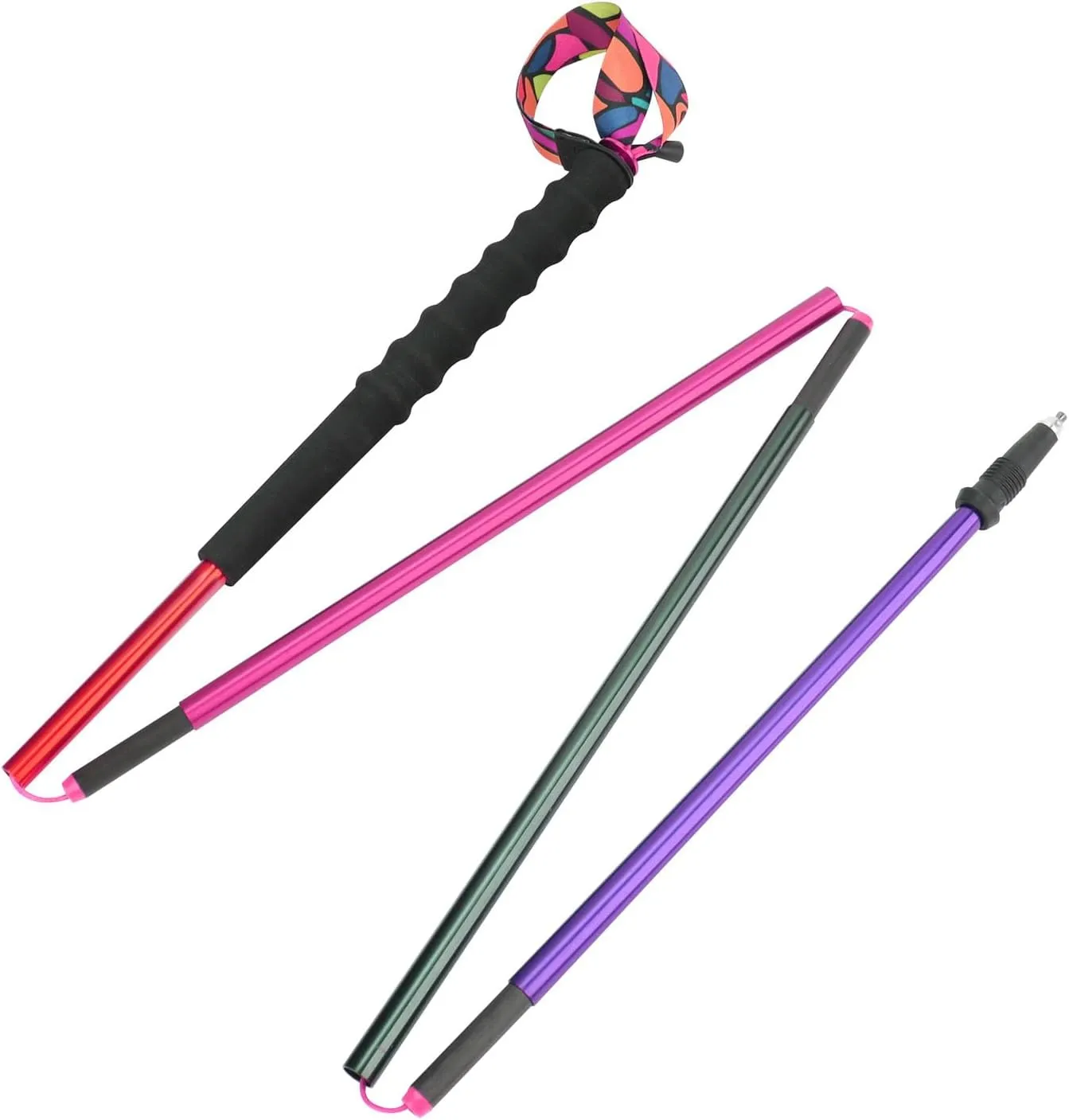 Buhelyc Trekking Poles Collapsible Hiking Poles Lightweight Aluminum Walking Sticks Hiking Sticks 4-fold Cane Portable Mobility Aid for Hiking Camping