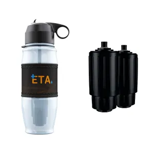 Bundle Deal | ETA Alkaline Water Filter Bottle | Removes up to 99.99% of Harmful Contaminants While Alkalizing | Protects The Nutrient & Mineral Value from Filtration | Made in USA (Advanced-Orange)