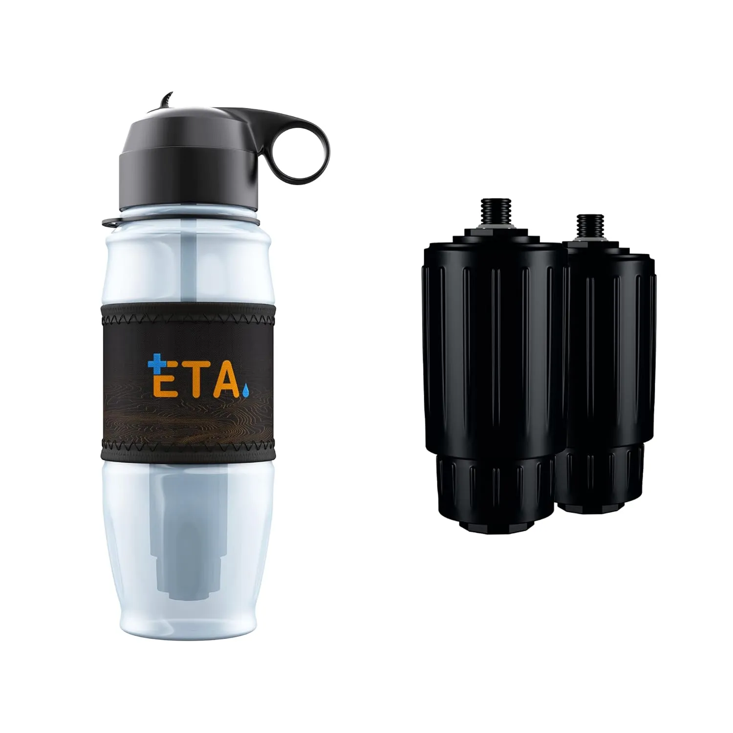 Bundle Deal | ETA Alkaline Water Filter Bottle | Removes up to 99.99% of Harmful Contaminants While Alkalizing | Protects The Nutrient & Mineral Value from Filtration | Made in USA (Advanced-Orange)