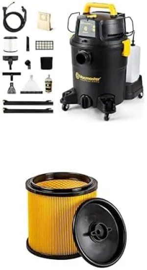 Bundle of Vacmaster VK609PFR 0201 6 Gallon Wet/Dry/Upholstery Shampoo Vacuum Cleaner   Vacmaster Replacement Standard Dry Cartidge Filter & Retainer Fits Vacmaster 5 to 20 Gallon Wet and Dry Vacuum