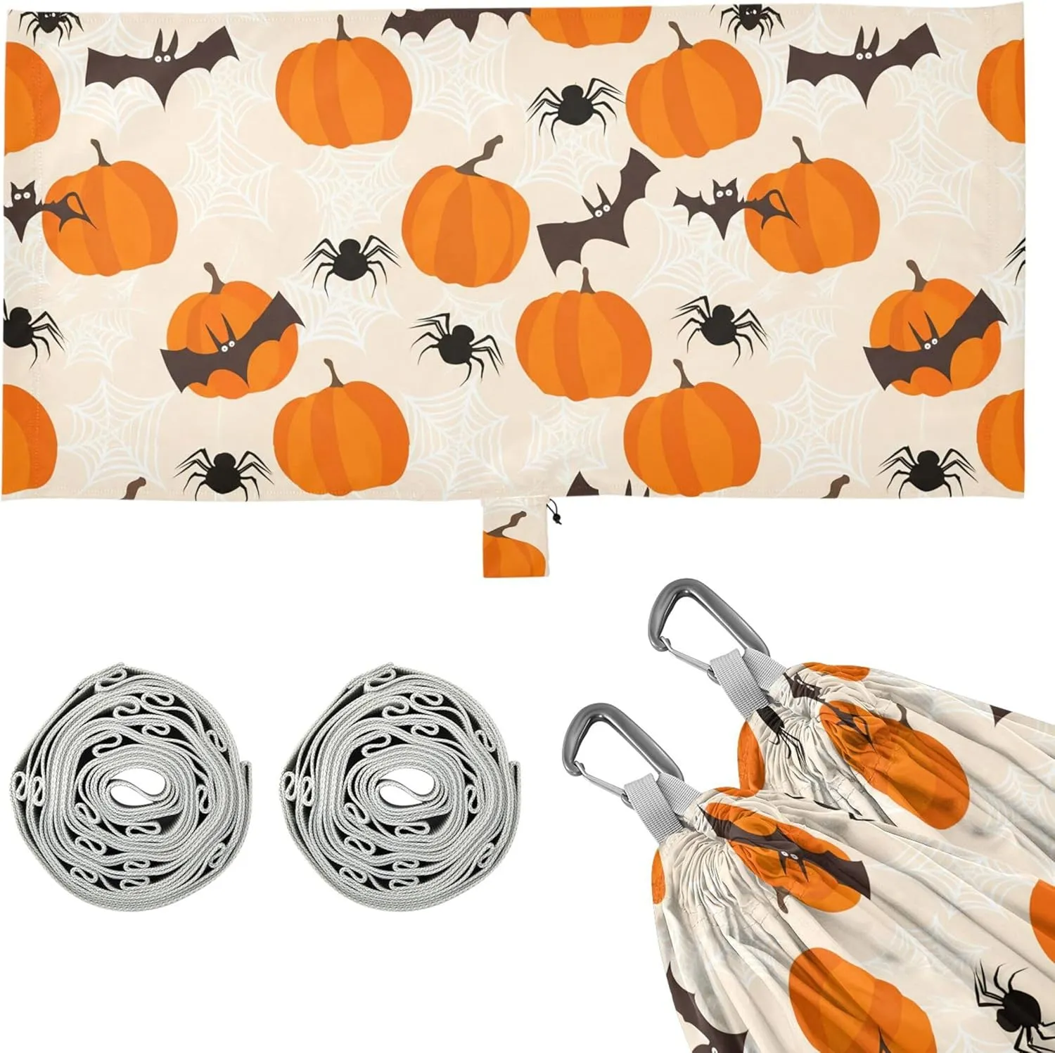 Burbuja Cute Bats Pumpkins Camping Hammock 330 lb Hammock with Tree Straps & Attached Carry Bag & Side Pocket for Camping Beach Backpacking Backyard Travel