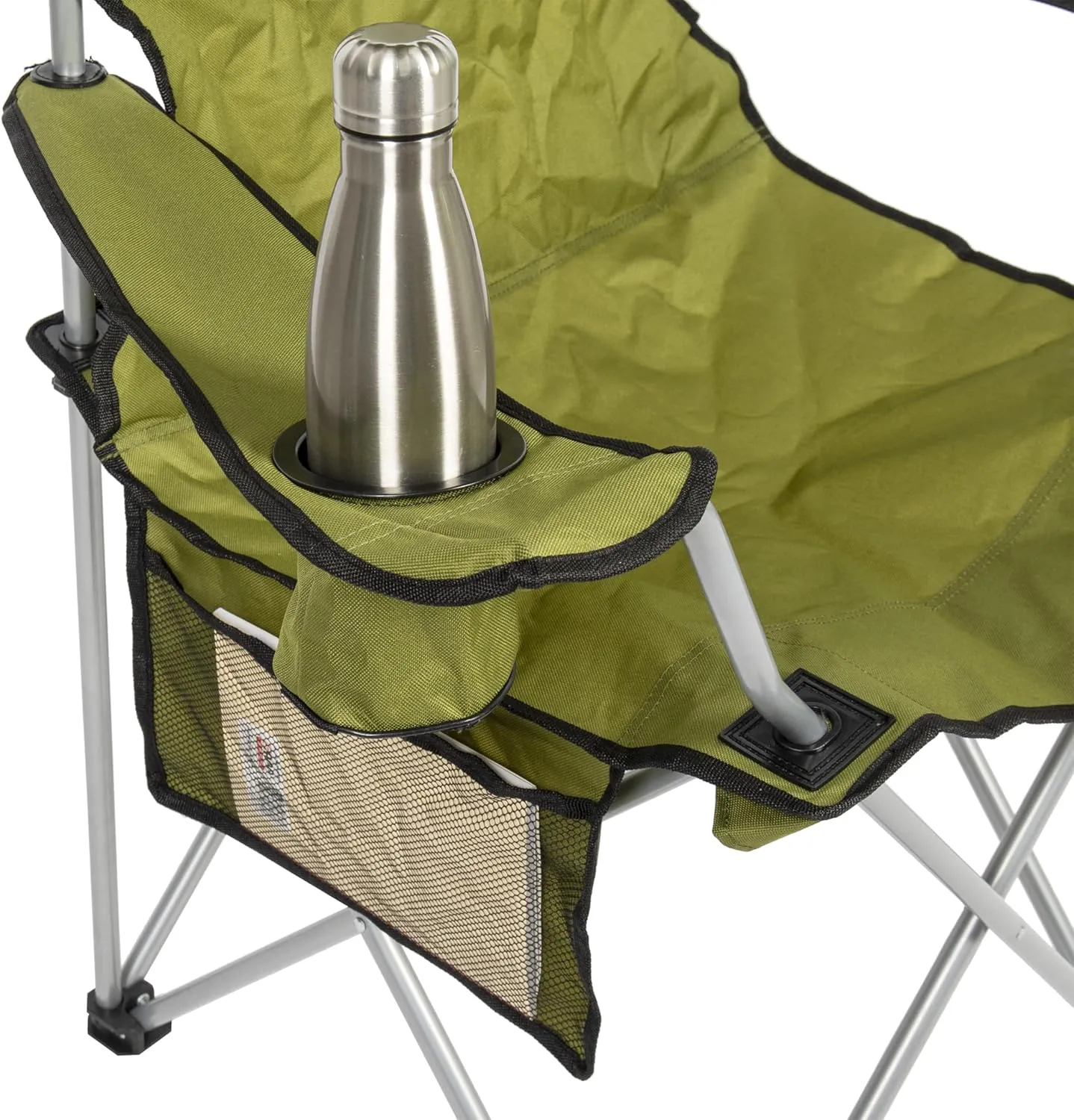 CAMP & GO Portable Max Shade Quad Camping Chair, Cup and Cell Phone Holders and Carrying Bag Included, 36" W x 30" D x 42" H, Moss