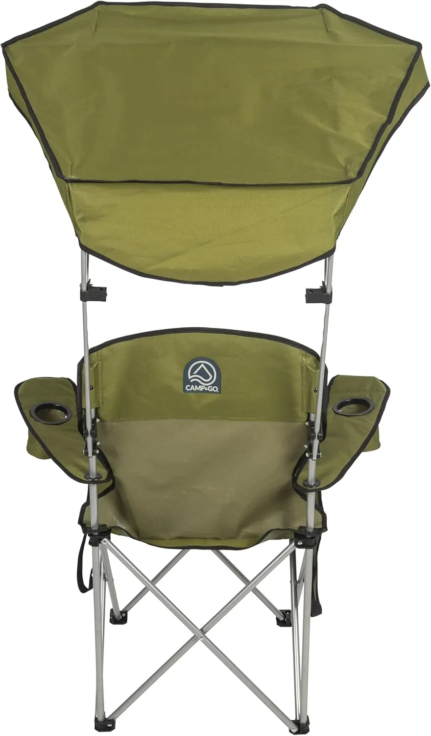 CAMP & GO Portable Max Shade Quad Camping Chair, Cup and Cell Phone Holders and Carrying Bag Included, 36" W x 30" D x 42" H, Moss