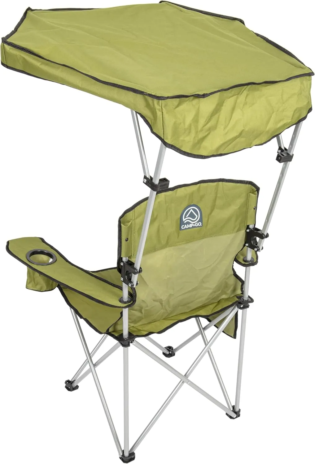 CAMP & GO Portable Max Shade Quad Camping Chair, Cup and Cell Phone Holders and Carrying Bag Included, 36" W x 30" D x 42" H, Moss