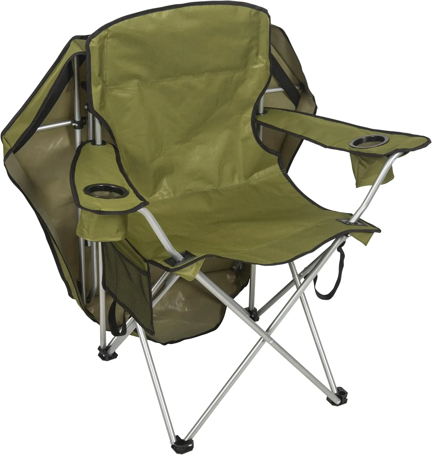 CAMP & GO Portable Max Shade Quad Camping Chair, Cup and Cell Phone Holders and Carrying Bag Included, 36" W x 30" D x 42" H, Moss