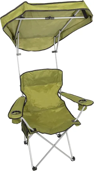 CAMP & GO Portable Max Shade Quad Camping Chair, Cup and Cell Phone Holders and Carrying Bag Included, 36" W x 30" D x 42" H, Moss