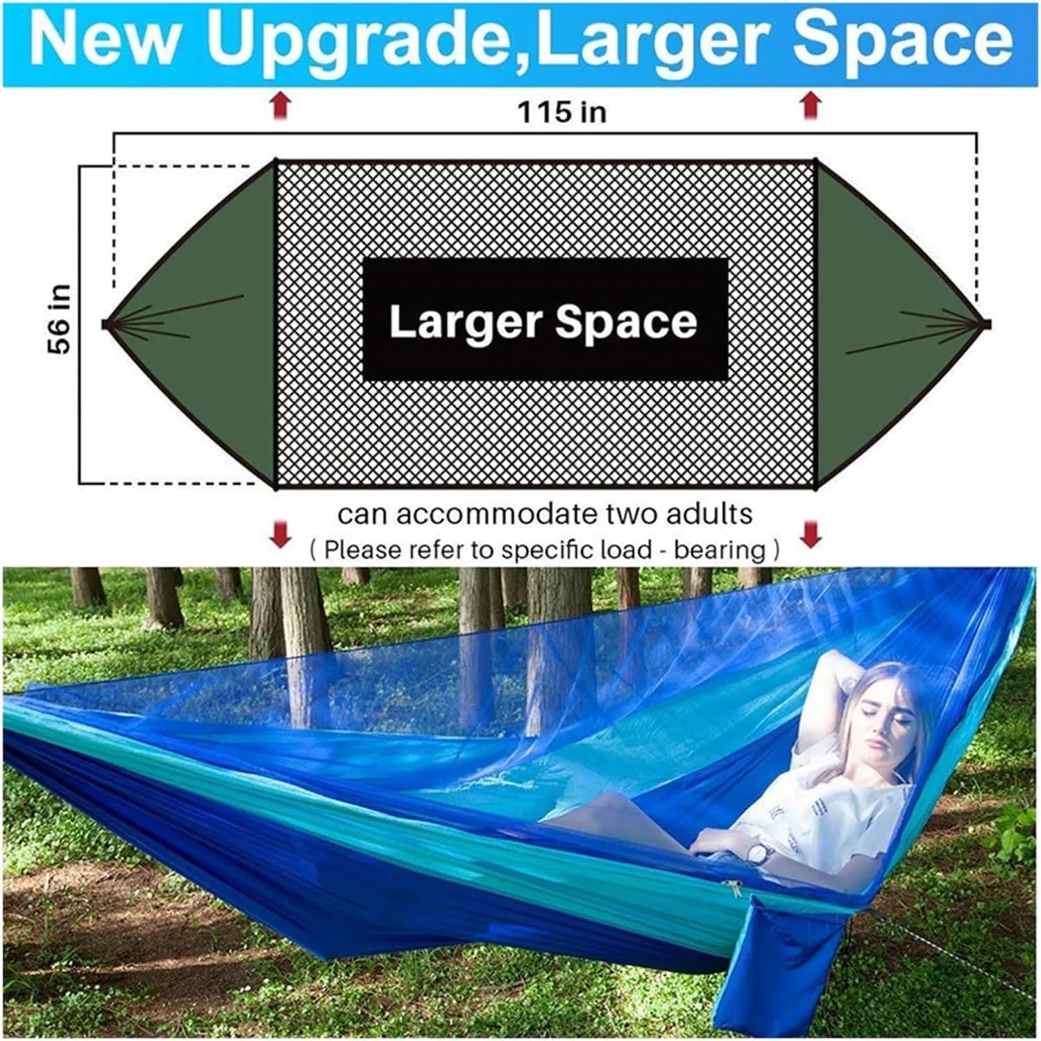 Camp Camping Hammock with Mosquito Net Portable Parachute 6 Strap Double Travel Hammock,Outdoor Backpacking Hammock Swing Chair Strong, Camouflage