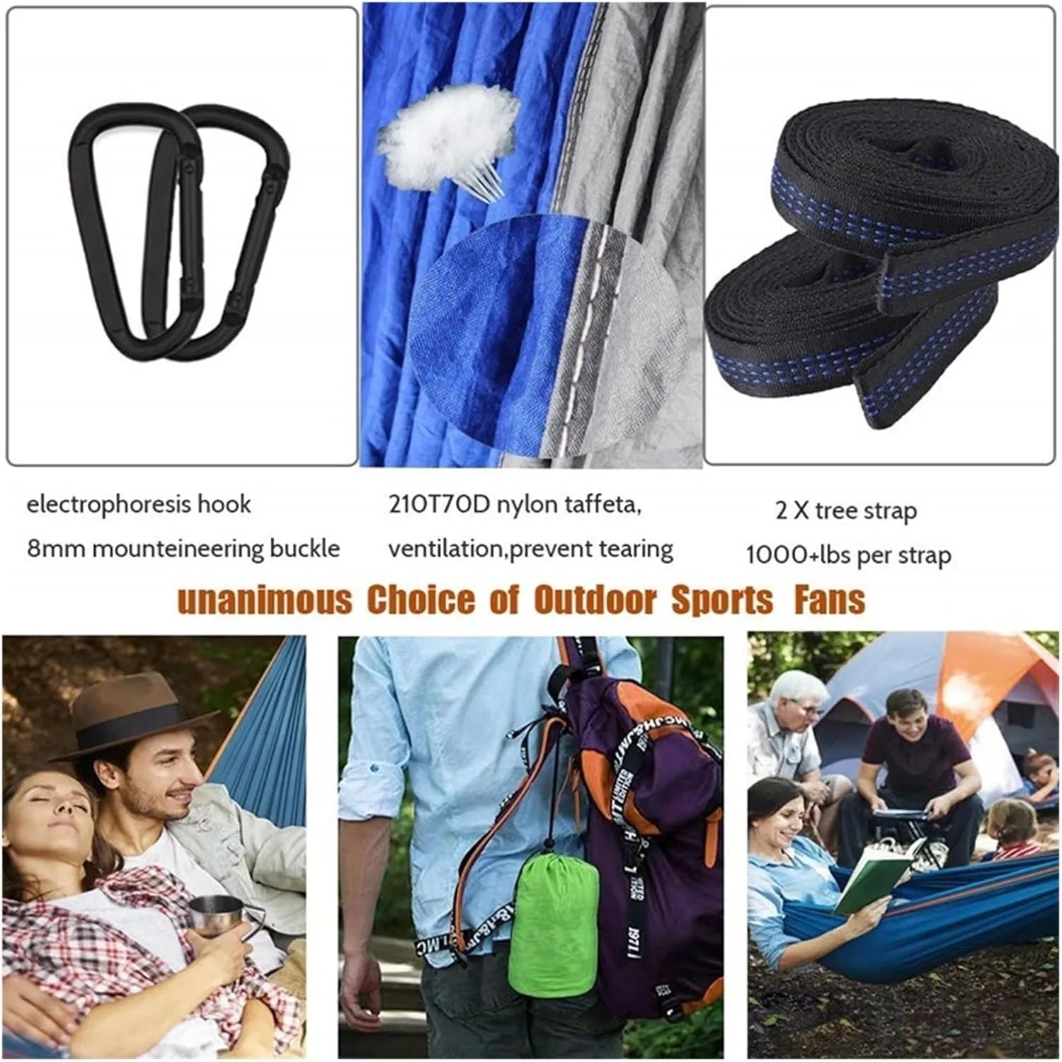 Camp Camping Hammock with Mosquito Net Portable Parachute 6 Strap Double Travel Hammock,Outdoor Backpacking Hammock Swing Chair Strong, Camouflage