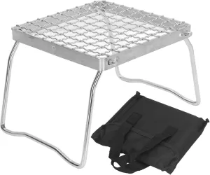 Camp Grill Grate Campfire Stand Tool Camping Grill Rack Backpacking Campfire Grill Grate Lightweight Campfire Grate Stainless Steel Grill for Hiking Picnic