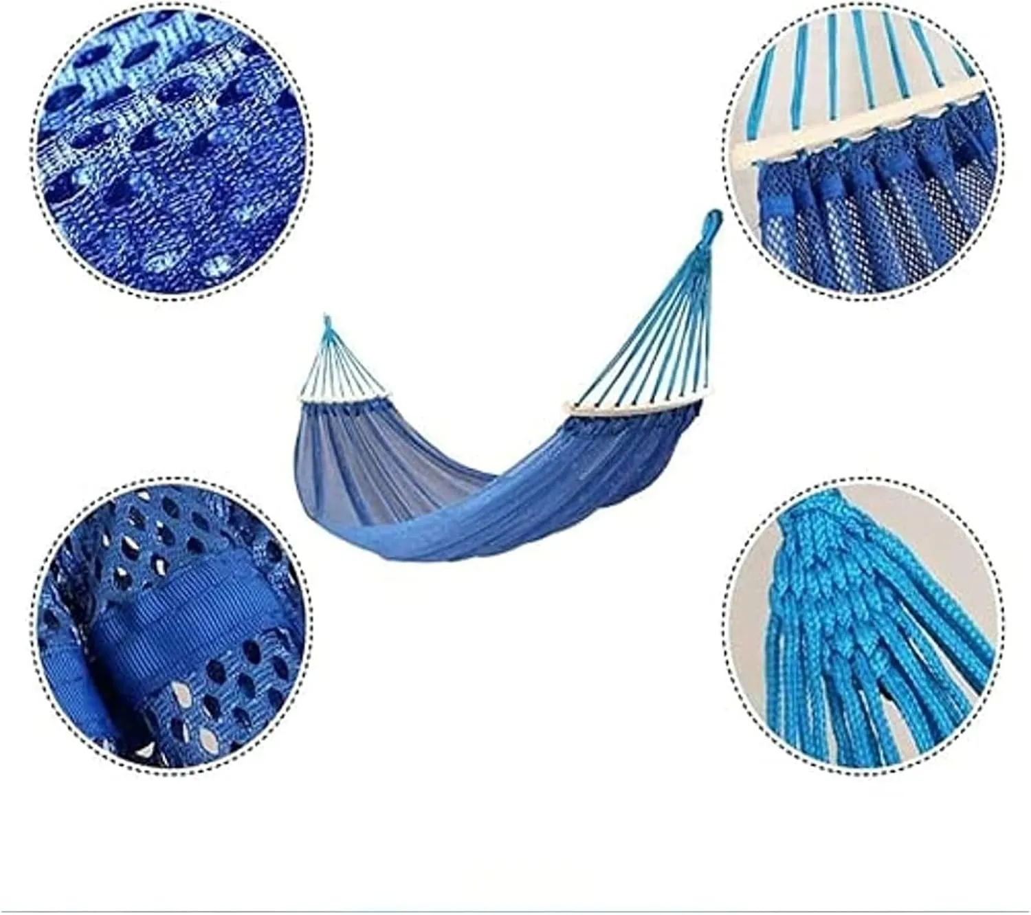 Camp Hammock Swing Travel Hammock Portable Hammock Comfortable Folding Mesh Net Camping Accessories Single Hammock Outdoor Indoor Strong, Blue 4set