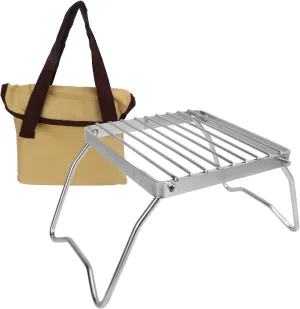 CAMPFIRE GRILL STAINLESS STEEL FOLDING Foldable STOVE GRATE RACK NET BARBECUE PICNIC BACKPACKING