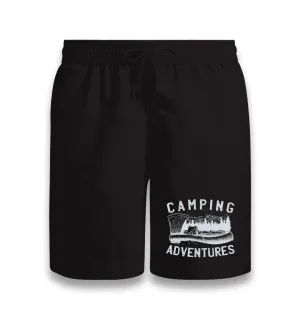 Camping Adventure Axe and Tent Black Shorts
