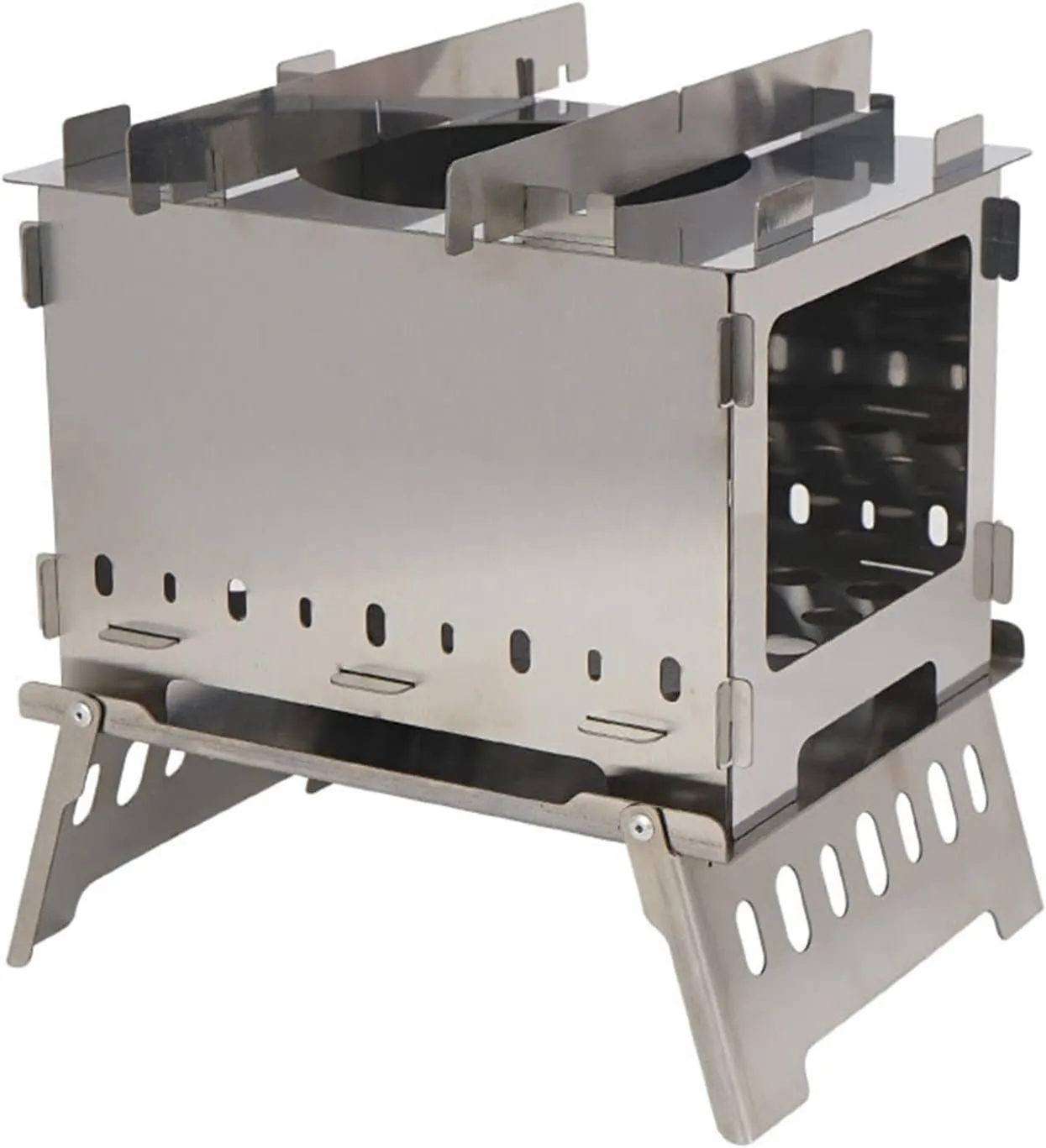 Camping Grill, Korean Bbq Grill,Portable Wood Burning Stove, Stainless Steel, BBQ Grill, Foldable Wood Burning Stove with Storage Bag for Outdoor Camping Picnic Hiking