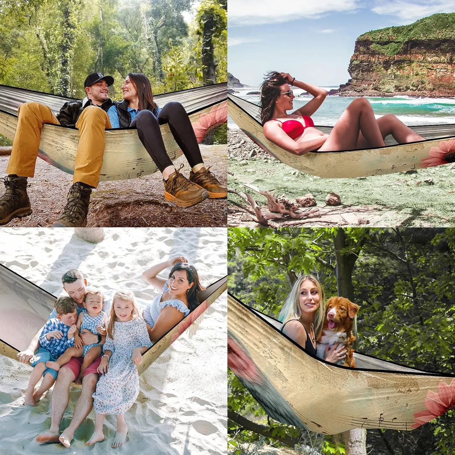 Camping Hammock Double & Single Portable Hammocks with 2 Tree Straps, Great for Hiking,Backpacking,Hunting,Outdoor,Beach,Camping, Bird (35)