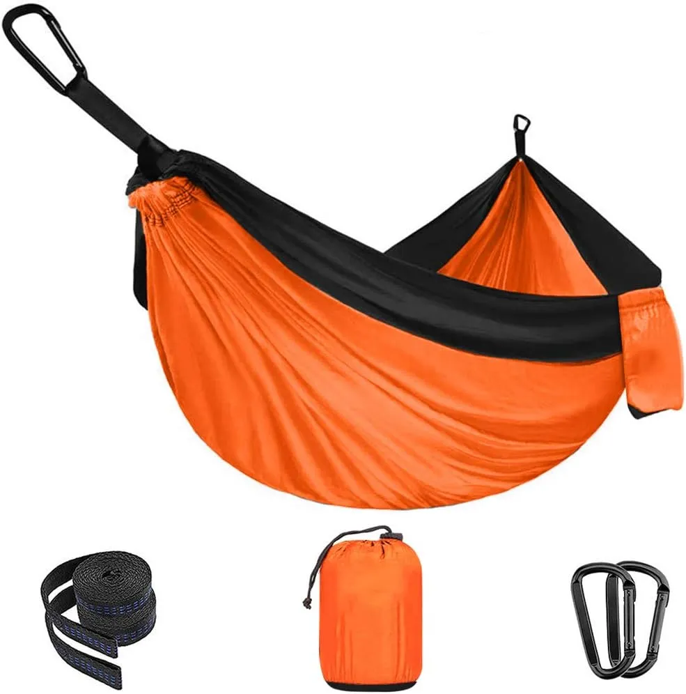 Camping Hammock Double & Single Portable Hammocks with 2 Tree Straps, Lightweight Nylon Parachute Hammocks Swing for Backpacking Travel Beach Backyard Hiking