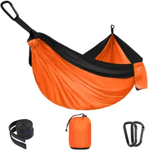 Camping Hammock Double & Single Portable Hammocks with 2 Tree Straps, Lightweight Nylon Parachute Hammocks Swing for Backpacking Travel Beach Backyard Hiking
