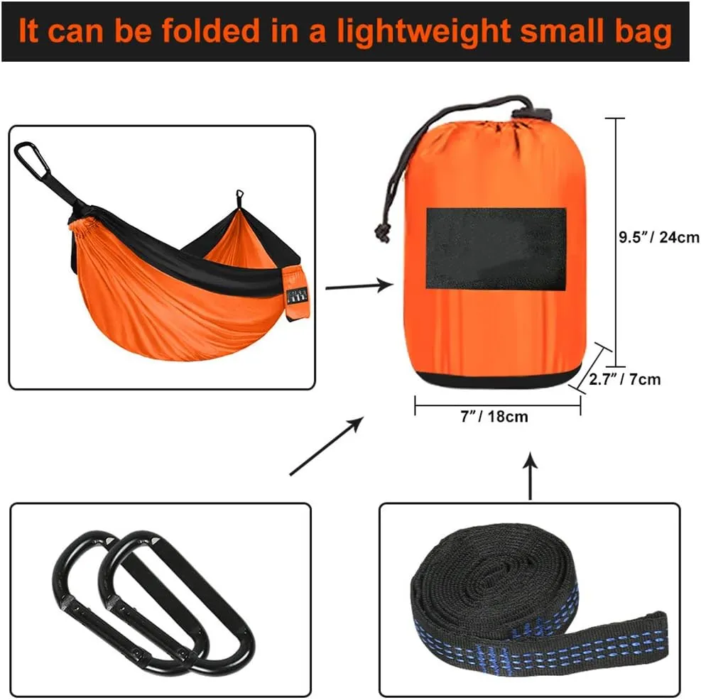 Camping Hammock Double & Single Portable Hammocks with 2 Tree Straps, Lightweight Nylon Parachute Hammocks Swing for Backpacking Travel Beach Backyard Hiking